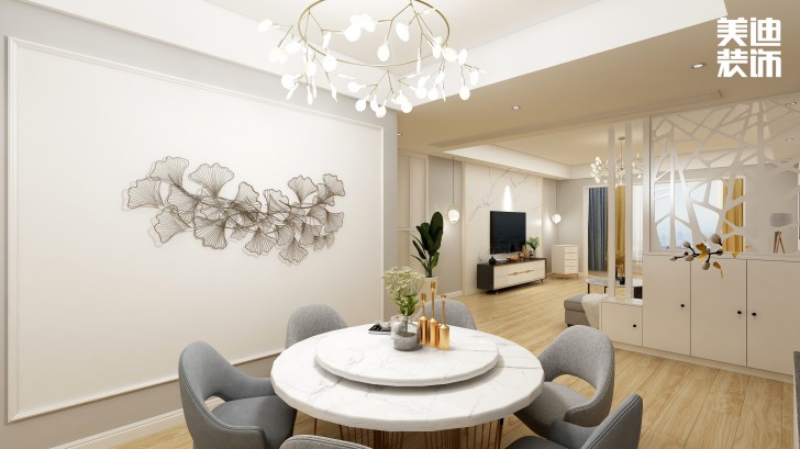 銀桂苑140㎡簡約風(fēng)裝修案例效果圖—餐廳