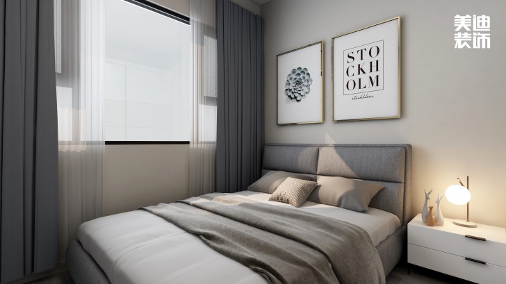 天麓尚層120㎡現(xiàn)代簡約風(fēng)格案例效果圖—臥室