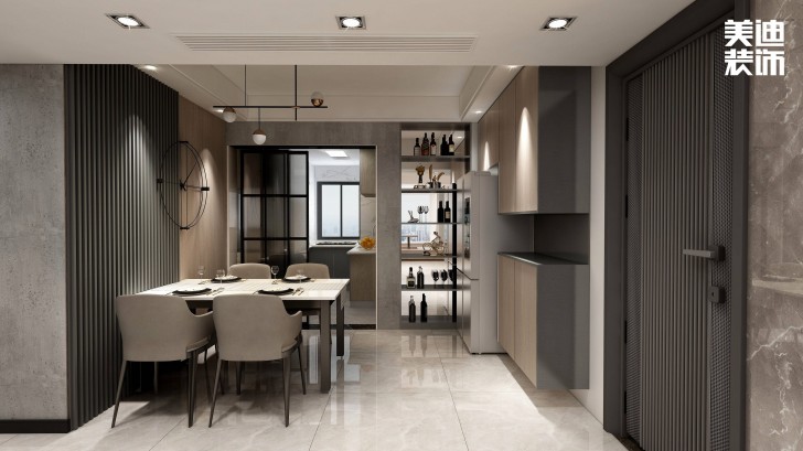 金鷹小區(qū)130㎡極簡風(fēng)裝修案例效果圖-餐廳