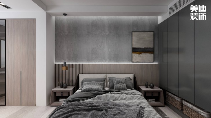 金鷹小區(qū)130㎡極簡風(fēng)裝修案例效果圖-臥室