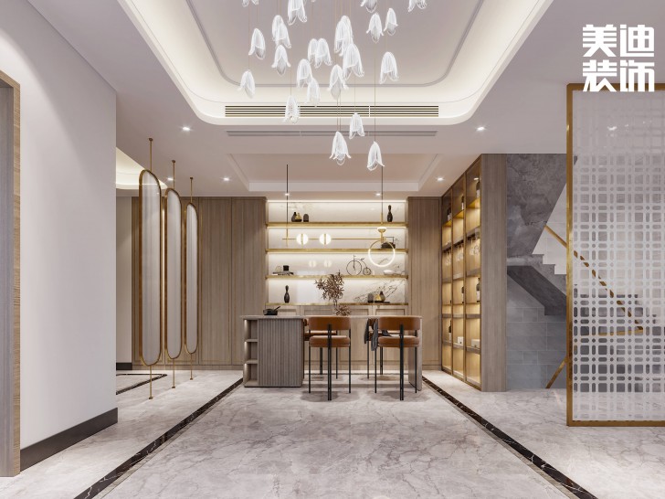 浪琴山680㎡現(xiàn)代極簡(jiǎn)風(fēng)裝修案例效果圖-客廳