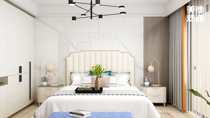 富灣國(guó)際320㎡現(xiàn)代輕奢風(fēng)裝修案例效果圖-臥室