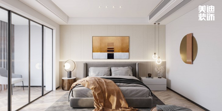 浪琴山680㎡現(xiàn)代極簡(jiǎn)風(fēng)裝修案例效果圖-臥室