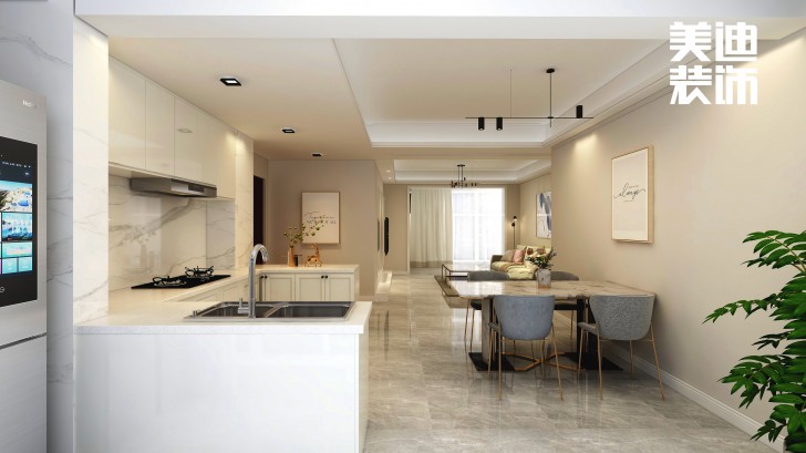 明昇壹城140㎡極簡(jiǎn)風(fēng)裝修案例效果圖-餐廳