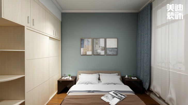疊彩蘭亭90㎡現(xiàn)代簡(jiǎn)約風(fēng)裝修案例效果圖-臥室