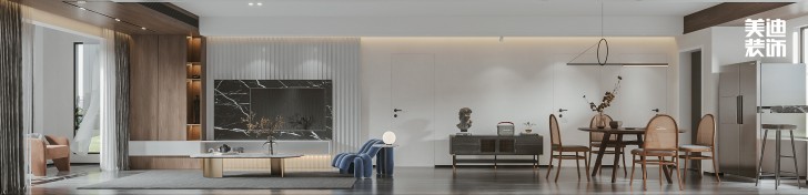 龍湖龍湖璟宸126㎡現(xiàn)代極簡風裝修案例效果圖-餐廳
