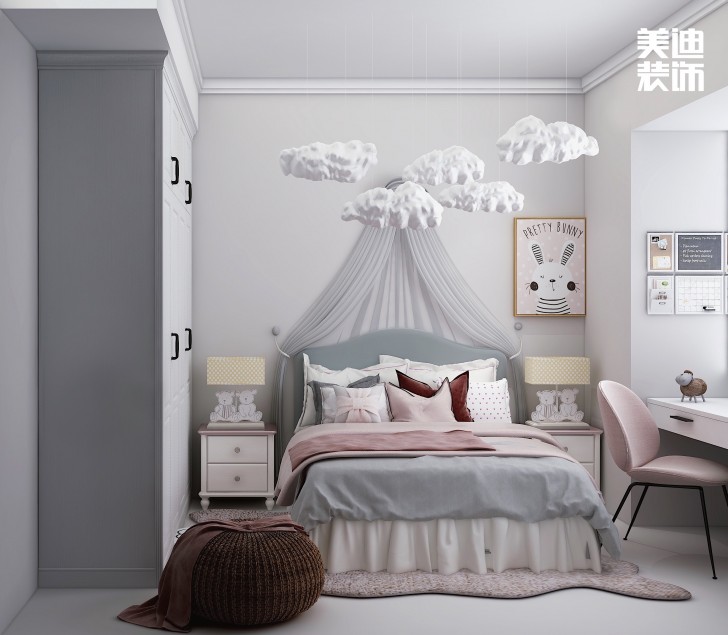 龍湖龍湖璟宸126㎡現(xiàn)代極簡風裝修案例效果圖-兒童房