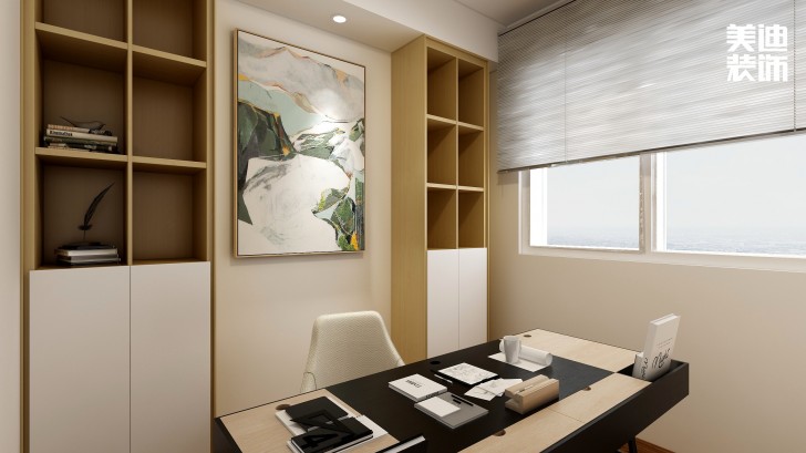 中鐵西江悅108㎡現(xiàn)代風(fēng)裝修案例效果圖-書房