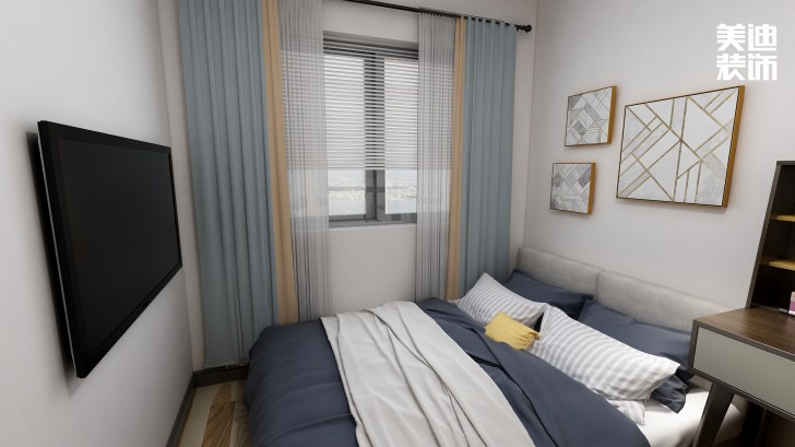 御文臺(tái)133㎡新中式風(fēng)裝修案例效果圖-臥室