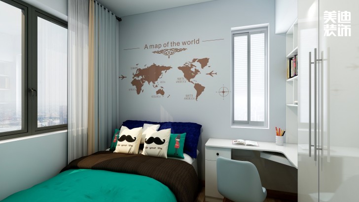 中鐵西江悅108㎡現(xiàn)代風(fēng)裝修案例效果圖-臥室