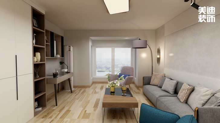 東璽門105㎡現(xiàn)代風(fēng)裝修案例效果圖-客廳