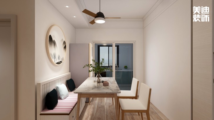 濱湖嘉苑75㎡自然風裝修案例效果圖-餐廳