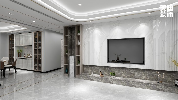 湘林小區(qū)180㎡現(xiàn)代風裝修案例效果圖-客廳