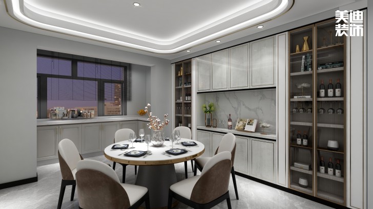湘林小區(qū)180㎡現(xiàn)代風裝修案例效果圖-餐廳