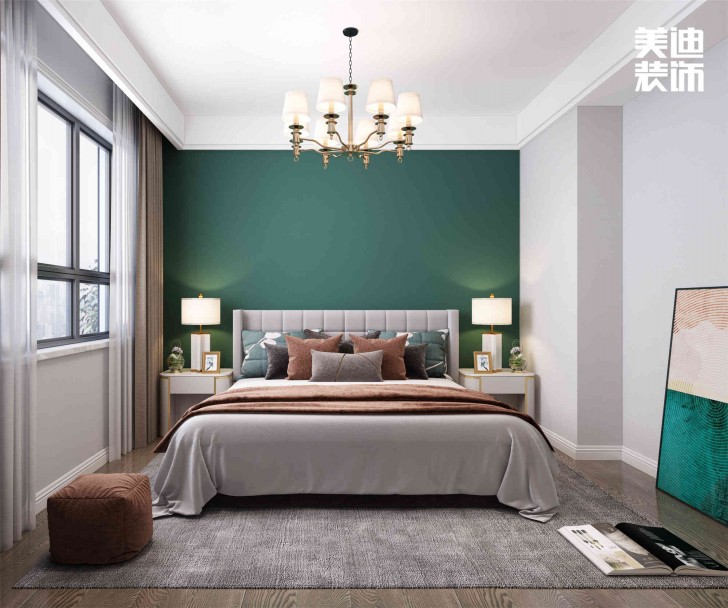 明昇壹城112㎡現(xiàn)代輕奢風裝修案例效果圖-臥室