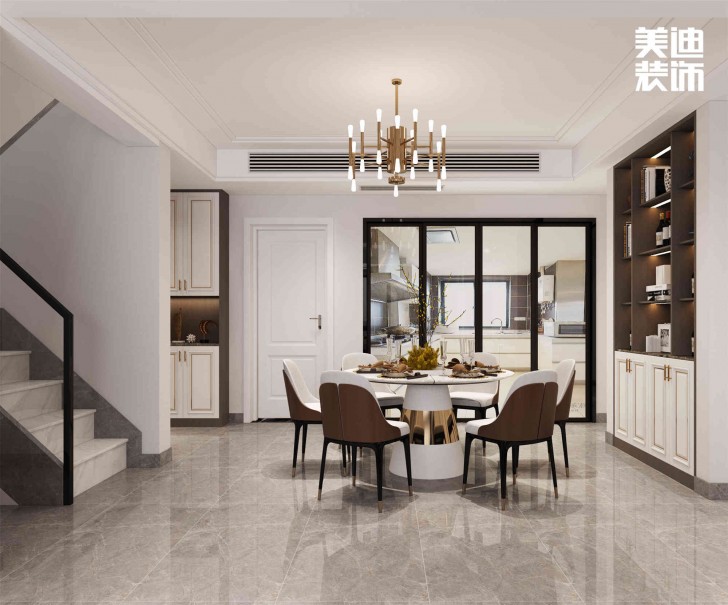 明昇壹城112㎡現(xiàn)代輕奢風裝修案例效果圖-餐廳