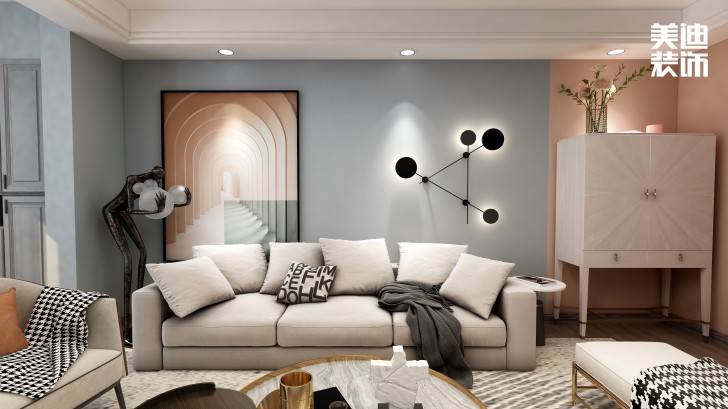 永宏萬家里180㎡混搭風(fēng)格裝修案例效果圖-客廳