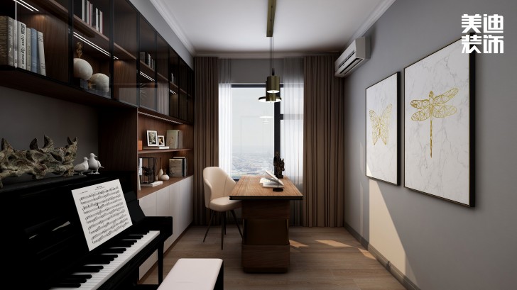 永宏萬家里160㎡現(xiàn)代輕奢風(fēng)格裝修案例效果圖-書房