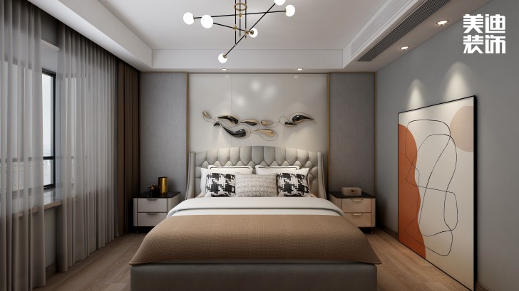 永宏萬家里160㎡現(xiàn)代輕奢風(fēng)格裝修案例效果圖-臥室