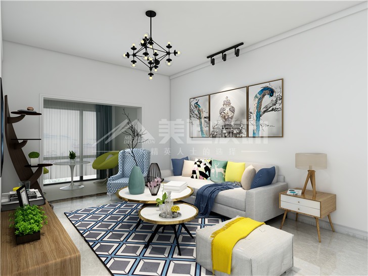 中房半島藍(lán)灣127平簡歐風(fēng)裝修案例圖—客廳