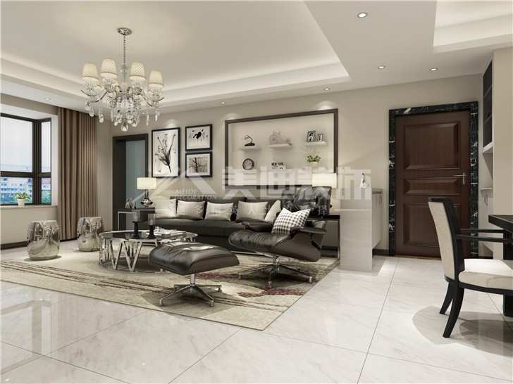 和弘·梅溪四季136平現(xiàn)代簡約風(fēng)裝修案例圖—客廳