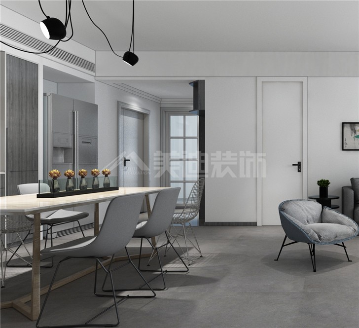 八方小區(qū)124平后現代風裝修案例圖—餐廳