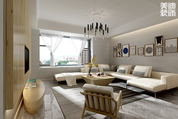 聚和苑簡(jiǎn)歐風(fēng)格145㎡裝修效果圖--客廳