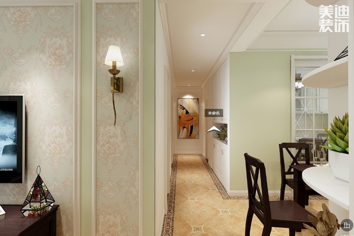 昆侖和府100平米小美風(fēng)格裝修案例圖--過(guò)道