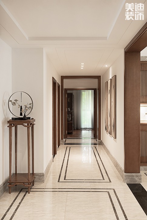 青竹園·曦園 295㎡書香之家，新中式裝修實拍圖--過道